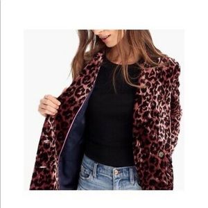 J.Crew Double-breasted Blazer Rose Leopard Print